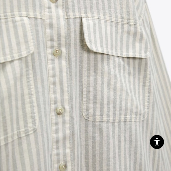 ZARA Stripped Linen Blend Shirt - Picture 7 of 12